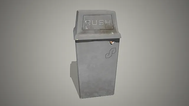 垃圾桶  灰色金属  做旧磨损  公共设施