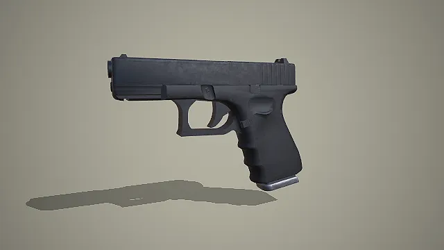 全黑战术格洛克风格手枪 3D 模型 现代军事枪械道具