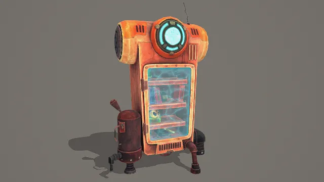 3D卡通风格科幻衣柜模型，创意设计（3D衣柜、卡通风格、科幻复古风，衣柜设计主题）