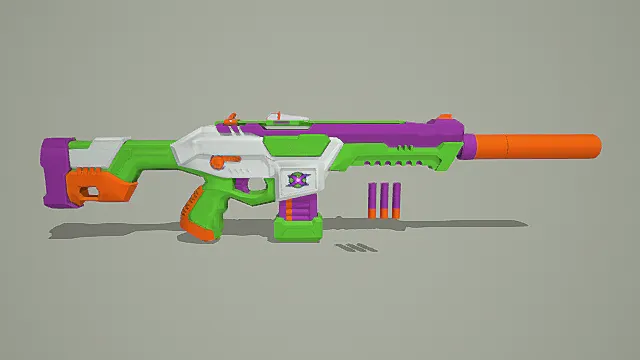 童趣霓虹风紫绿橙饰玩具步枪3D模型