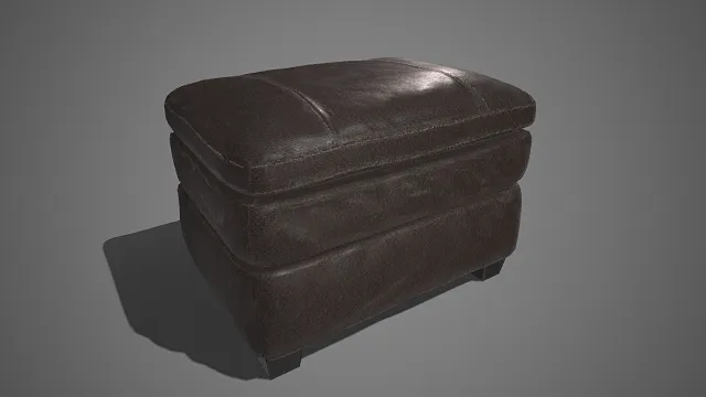 深棕色  皮质脚凳  方形软包设计  细腻的皮革材质  双层结构  翻盖式收纳设计  复古美式  轻奢家居