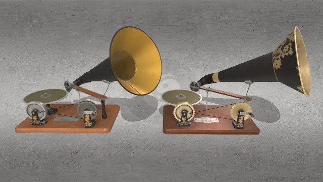 1890年代手动留声机音乐播放复古机器