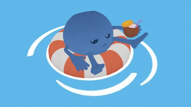 蓝莓小人度假中游泳圈椰子水角色