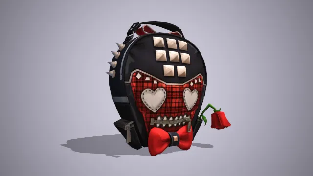 黑色异性背包有尖刺装饰挂有蝴蝶结玫瑰花