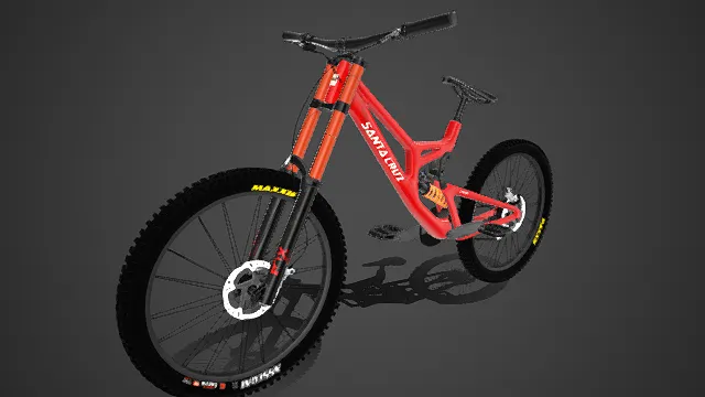 红橙配色   Santa Cruz   速降山地车  骑行装备  大行程避震  性能