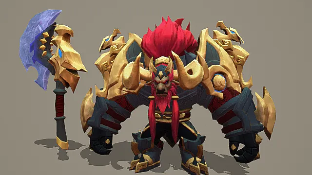 神话Q版角色：红发巨斧金盔火猿模型