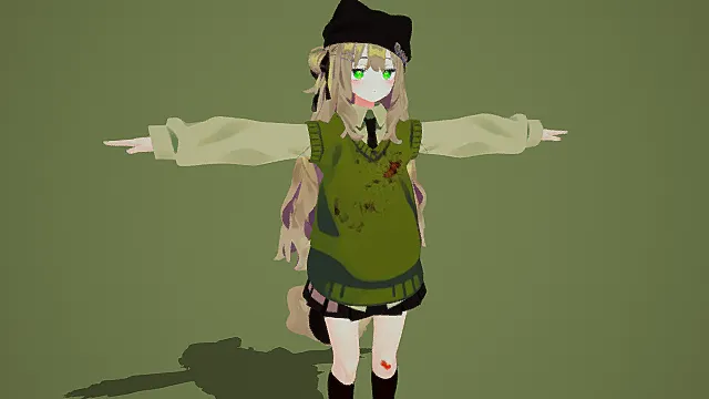   卡通风格受伤少女3D模型，动漫设计（受伤少女、卡通风格、动漫元素、校服造型、创伤细节 ）