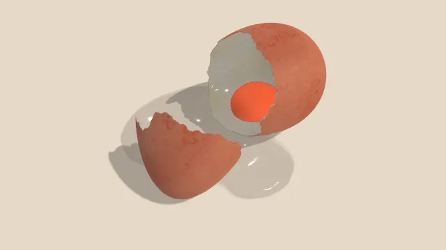 被打碎的鸡蛋蛋清流出来食物