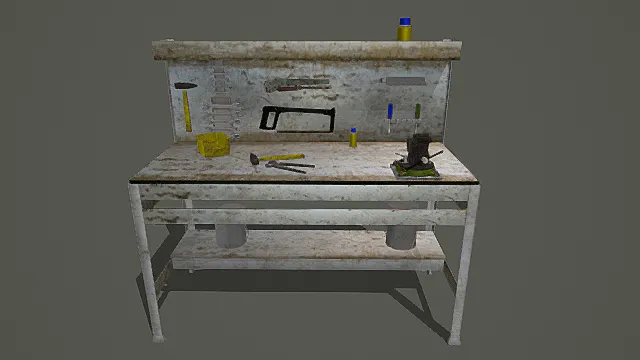 废土工坊风旧化工具台3D模型