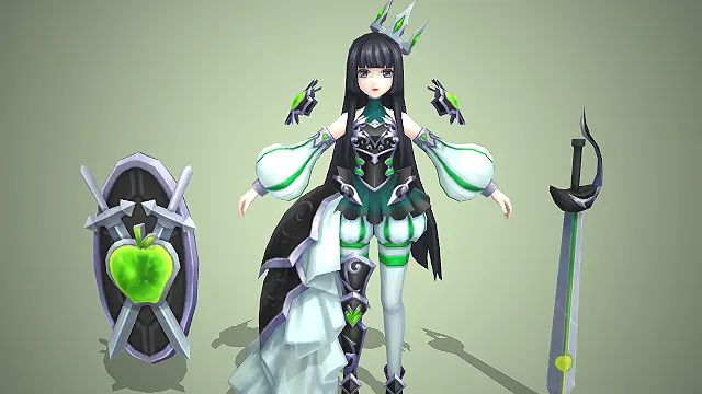 暗黑女王  清冷骑士少女  翡翠绿宝石  公主裙摆
