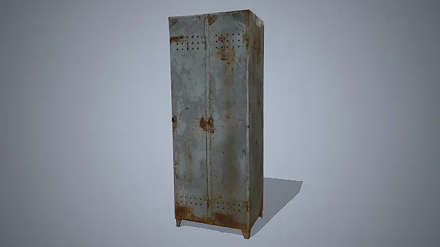 老旧生锈铁皮柜  做旧斑驳锈迹  老旧家具  废弃柜子