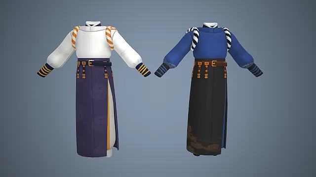 条纹肩带  游戏服饰  武侠风  古风  腰带