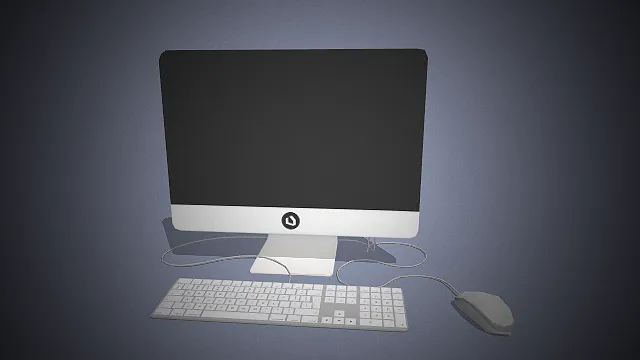 一台黑白配色的一体机电脑3D模型