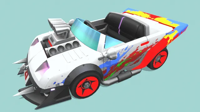 卡通风格拆除者敞篷汽车具有攻击性的跑车