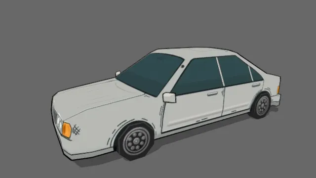 3D卡通风格复古轿车模型，创意设计（3D车辆、卡通风格、复古风，汽车设计主题）