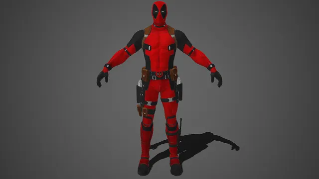 漫威角色  死侍  红黑配色  佣兵  战术装   3D 模型