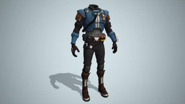 蓝色铁甲  护膝  靴子  服装  腰包