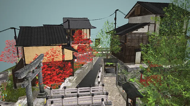 七夕之夜 - 京都风格的城市景观场景3D模型