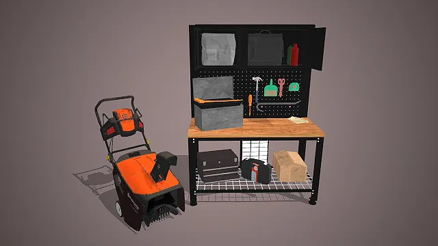 工具台  工具收纳  维修车间  写实风