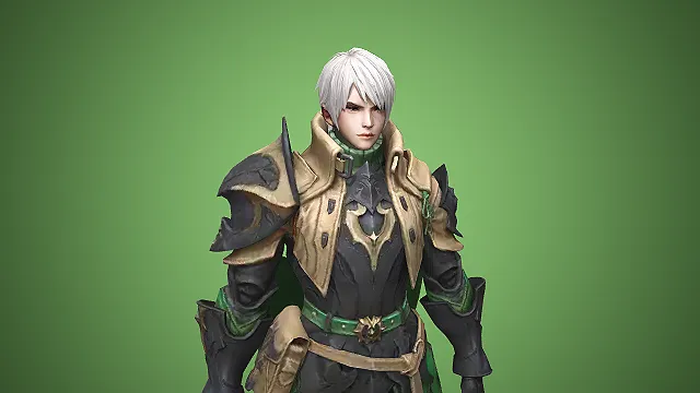 黑绿纹轻甲银发白袍男斥候：苍影掠林斥候模型