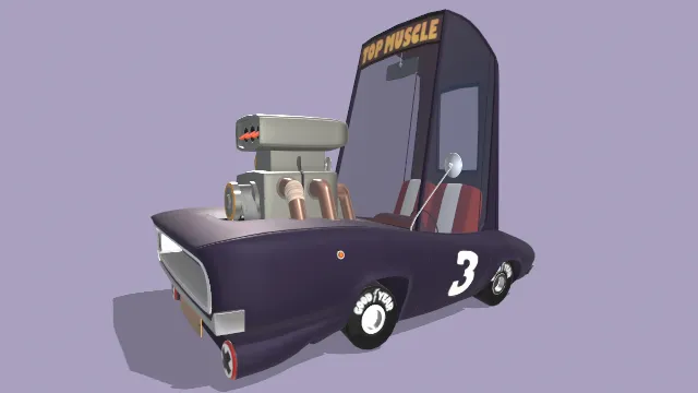 卡通风格化怪异汽车跑车赛车