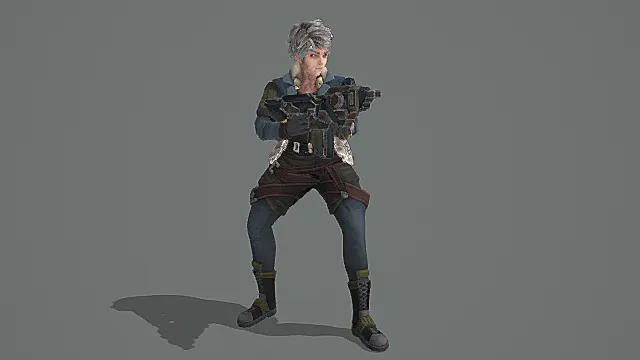 科幻射击角色：机械风女性枪手