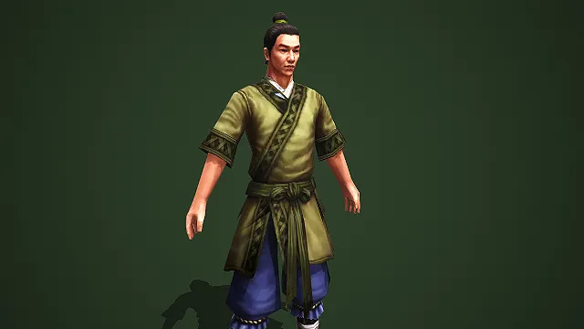 古风武侠绿衣短打平民男性角色 3D 模型