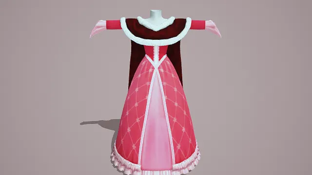 精致华丽设计风格粉色公主裙3D服装模型