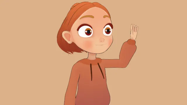 达里亚打招呼的女生女性角色人物模型