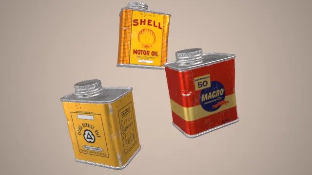 复古油罐发动机机油罐机油罐体道具