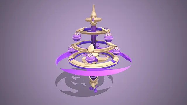 紫金配色  三层环形结构  悬浮铃铛吊坠  原神武器素材