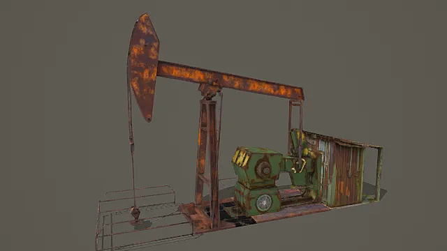 废土锈蚀风废弃抽油机3D模型