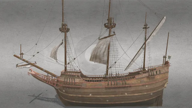 中世纪荷兰船帆船游轮模型海洋运输工具