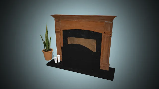 一个美式风格的装饰性壁炉3D模型