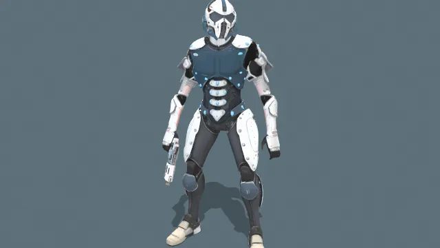 罗宾科幻士兵ii-01带枪动画机器人机甲