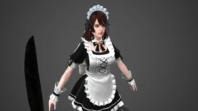 女性 3D 角色模型  女仆装  黑刃  萌系装扮  二次元奇幻类  战斗角色  反差