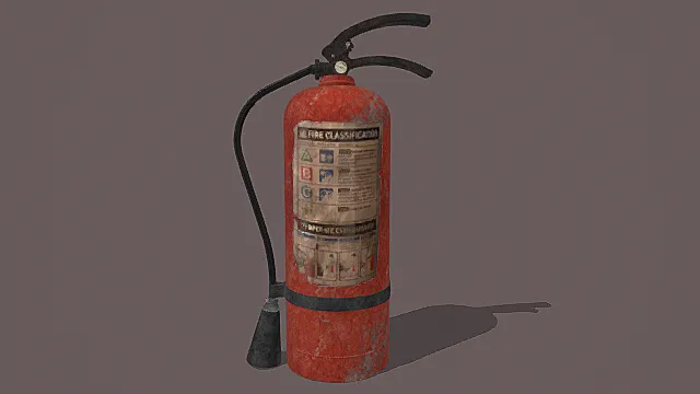 复古旧化风红色灭火器3D模型