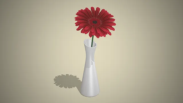 一套现代简约风桌面装饰，白色陶瓷花瓶花艺