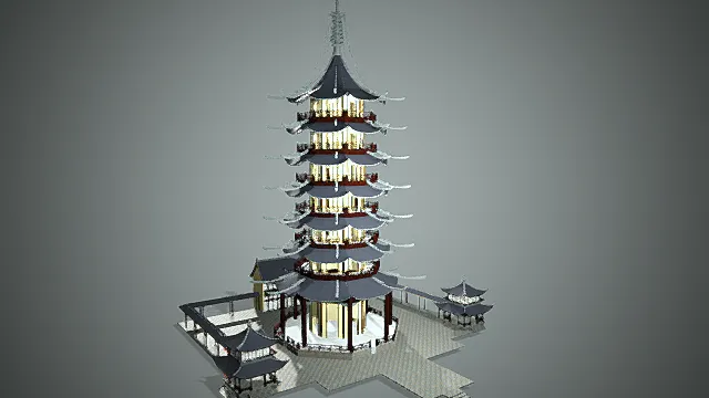 中式塔   古建筑塔3D建模