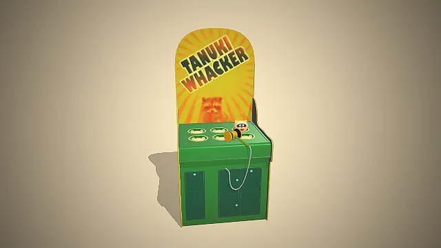 一台狸猫主题的现代游乐设备打地鼠机3D模型