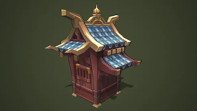 国风小型民居建筑游戏模型