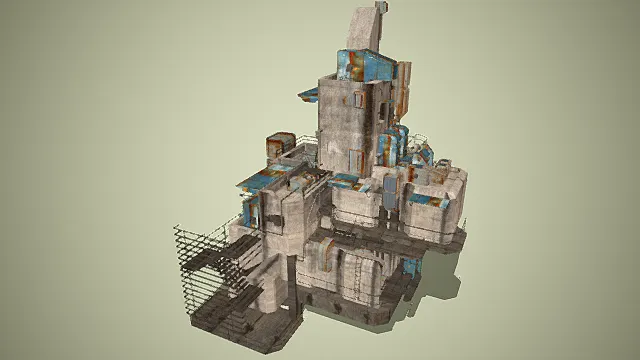 未来科幻工业城市建筑楼房3D模型
