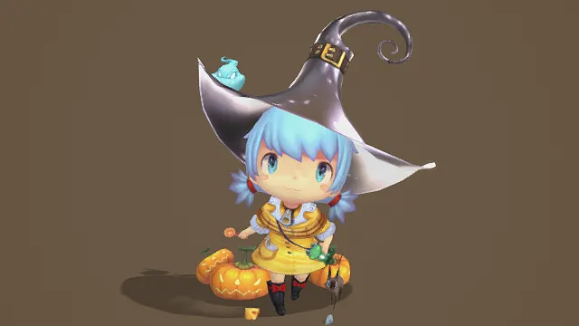 3D卡通风格奇幻少女模型，创意设计（3D角色、卡通风格、可爱奇幻风，角色设计主题）