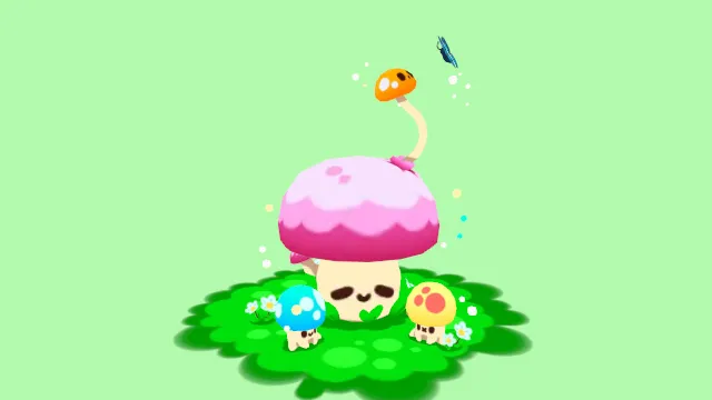 草丛上的小蘑菇小人可爱风格菌类
