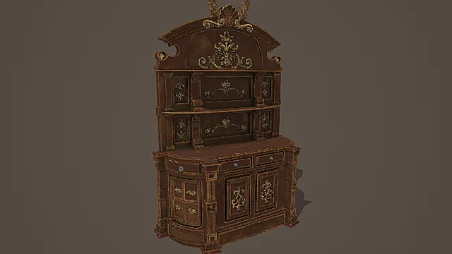 古典奢华风格鎏金雕花柜模型