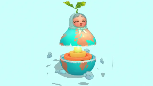 俄罗斯套娃样子的地球蜡烛动画玩具