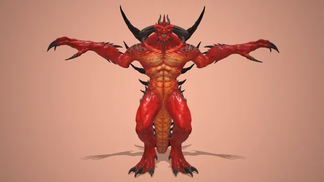 暗黑破坏神带角的红色怪物游戏角色动画