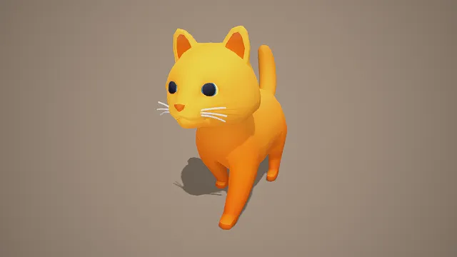 3D卡通风橘色猫咪模型，创意设计（3D橘色猫咪、卡通风格、可爱软萌、童趣治愈、宠物主题）