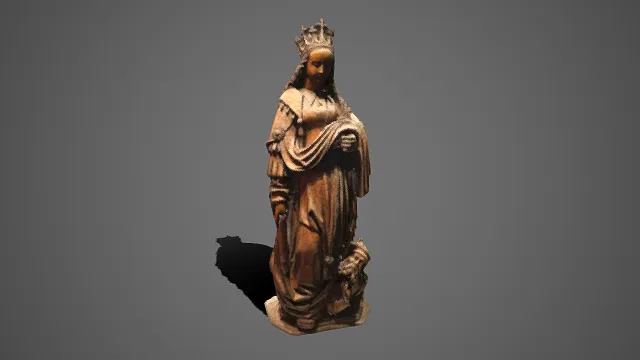 雕像  复古  棕木质感  古典长袍  宫廷或宗教风格  圣母或女王  艺术感