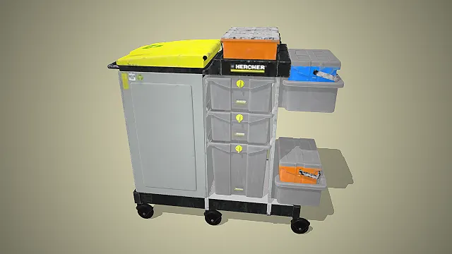 多功能清洁车  塑料储物箱  商用清洁设备  分类收纳
